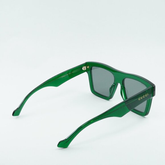 Gucci GG0962S 010 Sunglasses Green Square Frame, Grey Lenses - Picture 10 of 11